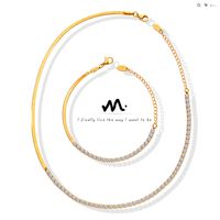 Fashion Diamond Zircon Inlaid Stitching Blade Chain Gold-plated Necklace Bracelet main image 5