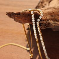 Moda Diamante Zircon Incrustado Costura Hoja Cadena Chapado En Oro Collar Pulsera main image 3