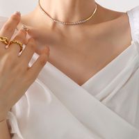 Fashion Diamond Zircon Inlaid Stitching Blade Chain Gold-plated Necklace Bracelet main image 4
