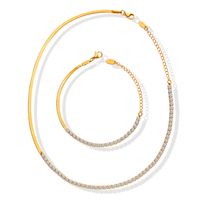 Fashion Diamond Zircon Inlaid Stitching Blade Chain Gold-plated Necklace Bracelet main image 2