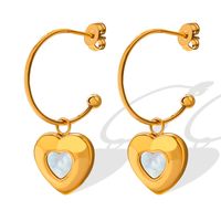 Korean Style Geometric C- Shaped Earrings Fashion Peach Heart Pendant Earrings main image 3
