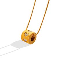 Fashion Summer Zircon Inlaid Hollow Cylindrical 18k Gold Plating Titanium Steel Necklace main image 2