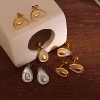 Fashion Avocado Egg Shape Titanium Steel Necklace Earrings Jewelry Set main image 4