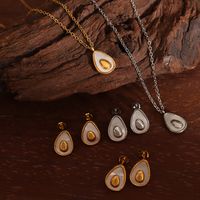 Fashion Avocado Egg Shape Titanium Steel Necklace Earrings Jewelry Set main image 2