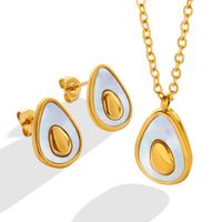 Fashion Avocado Egg Shape Titanium Steel Necklace Earrings Jewelry Set main image 3