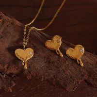 Fashion Melting Heart Zircon Inlaid Pendant Necklace Earrings Jewelry Set main image 4