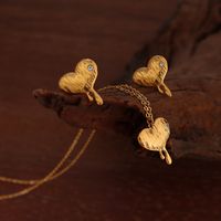 Fashion Melting Heart Zircon Inlaid Pendant Necklace Earrings Jewelry Set main image 3