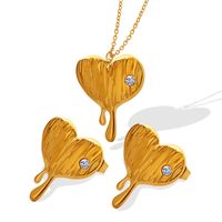 Fashion Melting Heart Zircon Inlaid Pendant Necklace Earrings Jewelry Set main image 1