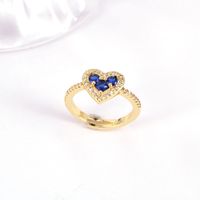 New Simple Colorful Heart-shaped Copper Inlaid Zircon Open Ring main image 5