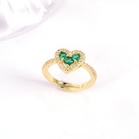 New Simple Colorful Heart-shaped Copper Inlaid Zircon Open Ring main image 3
