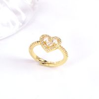 New Simple Colorful Heart-shaped Copper Inlaid Zircon Open Ring sku image 2