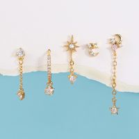 Fashion Star Moon Copper Alloy Earrings Five-piece Set Wholesale main image 5