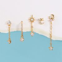 Fashion Star Moon Copper Alloy Earrings Five-piece Set Wholesale main image 2