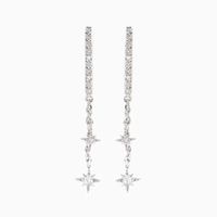 Summer New Chain Star Copper Zirconium Plated 18 Real Gold Long Earrings sku image 2