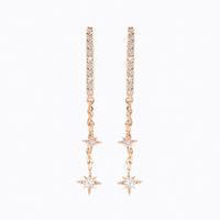 Summer New Chain Star Copper Zirconium Plated 18 Real Gold Long Earrings sku image 3