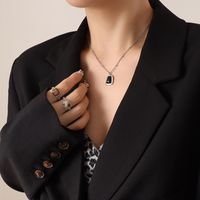 Summer Ins Fashion Opal Pendant Necklace Earrings Women's Jewelry Set sku image 11