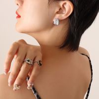 Summer Ins Fashion Opal Pendant Necklace Earrings Women's Jewelry Set sku image 1