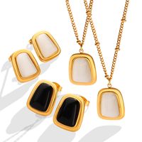 Summer Ins Fashion Opal Pendant Necklace Earrings Women's Jewelry Set main image 5