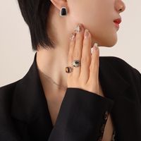 Summer Ins Fashion Opal Pendant Necklace Earrings Women's Jewelry Set sku image 2