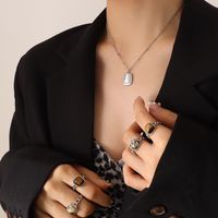 Summer Ins Fashion Opal Pendant Necklace Earrings Women's Jewelry Set sku image 10