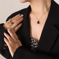 Summer Ins Fashion Opal Pendant Necklace Earrings Women's Jewelry Set sku image 13