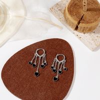 Fashion Small Black Heart Earrings Dark Series Tassel Earrings For Women main image 2