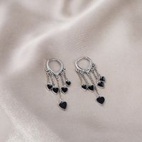 Fashion Small Black Heart Earrings Dark Series Tassel Earrings For Women main image 3