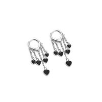 Fashion Small Black Heart Earrings Dark Series Tassel Earrings For Women sku image 1