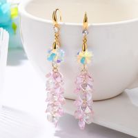 Natural Crystal Ornament Handmade Zircon Long Tassel Crystal Earrings Accessories main image 2