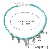 Long Natural Turquoise Pendant Necklace Bohemian Ethnic Style Necklace For Women sku image 4