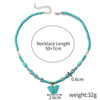 Long Natural Turquoise Pendant Necklace Bohemian Ethnic Style Necklace For Women sku image 2