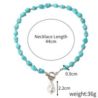 Long Natural Turquoise Pendant Necklace Bohemian Ethnic Style Necklace For Women sku image 1