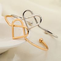 Simple Woven Love Heart Open-end Bracelet Fashion Geometry Cross Couple Metal Bracelet main image 5