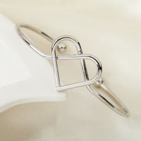 Simple Woven Love Heart Open-end Bracelet Fashion Geometry Cross Couple Metal Bracelet main image 3