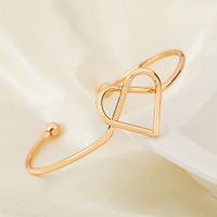 Simple Woven Love Heart Open-end Bracelet Fashion Geometry Cross Couple Metal Bracelet sku image 1