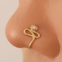 Fashion Zircon Inlaid Twisted Nasal Splint Non-piercing Jewelry Letter S Fake Coiling Nose Studs main image 6