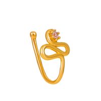 Fashion Zircon Inlaid Twisted Nasal Splint Non-piercing Jewelry Letter S Fake Coiling Nose Studs sku image 9