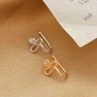 Fashion Zircon Inlaid Twisted Nasal Splint Non-piercing Jewelry Letter S Fake Coiling Nose Studs main image 2