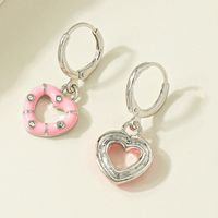 Fashion Female Zircon Pink Heart Drop Oil Alloy Earrings Wholesale main image 5
