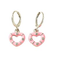 Fashion Female Zircon Pink Heart Drop Oil Alloy Earrings Wholesale main image 3