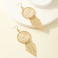 Ethnic Style Long Circle Spiral Disc Tassel Pendant Earrings main image 4