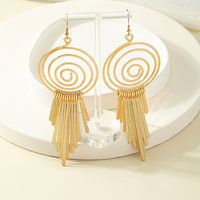 Ethnic Style Long Circle Spiral Disc Tassel Pendant Earrings main image 2