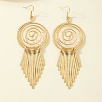 Ethnic Style Long Circle Spiral Disc Tassel Pendant Earrings sku image 1