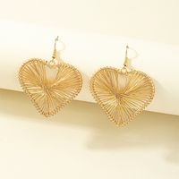 Simple Style Hollow Striped Three-dimensional Heart-shaped Pendant Earrings main image 2