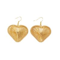 Simple Style Hollow Striped Three-dimensional Heart-shaped Pendant Earrings main image 3