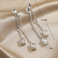 Fashion  Creativity Retro Tassel Jeweled Pendant Simple Long Thin Alloy Earrings main image 2