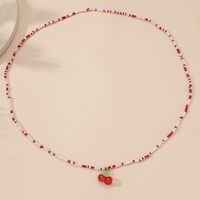 Fashion Retro Red And White Beaded Necklace  Simple Resin Pendant Bracelet main image 4