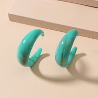 Retro C Shape Resin Artificial Gemstones Earrings Ear Studs main image 4