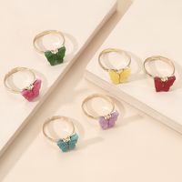 Fashion Colorized Butterfly Simple Mori Style Chic Open Alloy Ring 6-piece Set main image 2