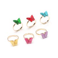 Fashion Colorized Butterfly Simple Mori Style Chic Open Alloy Ring 6-piece Set main image 3